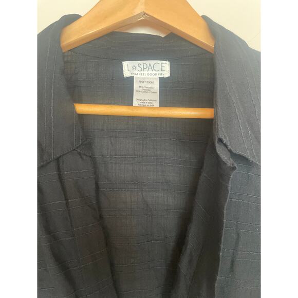 L*SPACE Daydream Wrap Mini Shirt Dress Medium / M Black - Picture 3 of 9